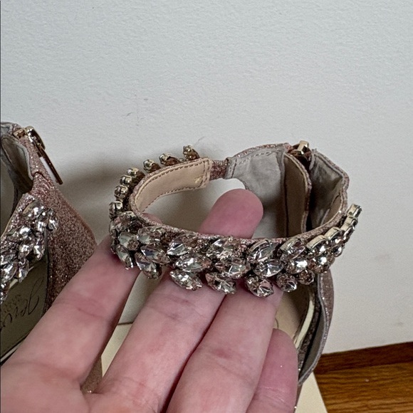 Badgley‎ Mischka Mayra Ankle Strap Evening Shoe rose gold glitter size 8 - Picture 9 of 13